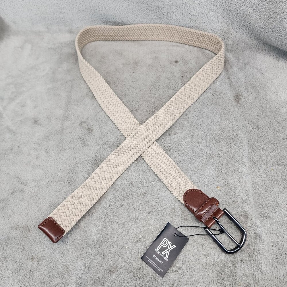 PX Belt Mens 44 Beige Braided Stretch Textile *NWT*